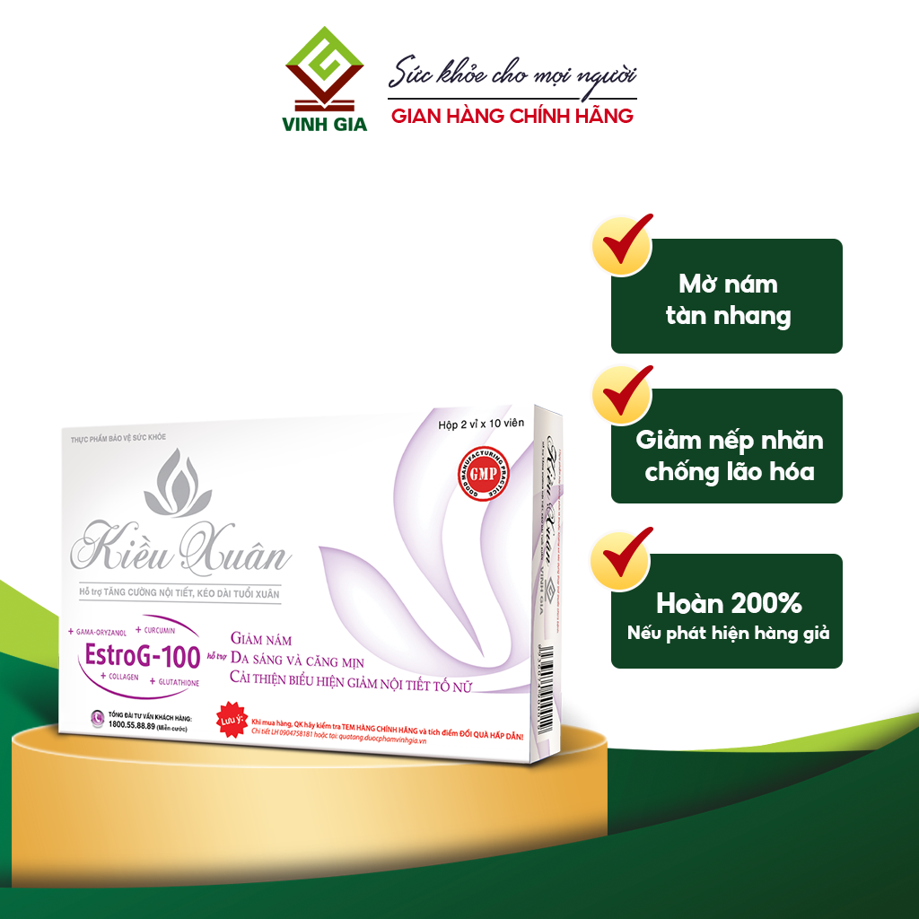 Viên uống Kiều Xuân Estrog-100: hỗ trợ Tăng cường nôi tiết – Kéo dài tuổi xuân