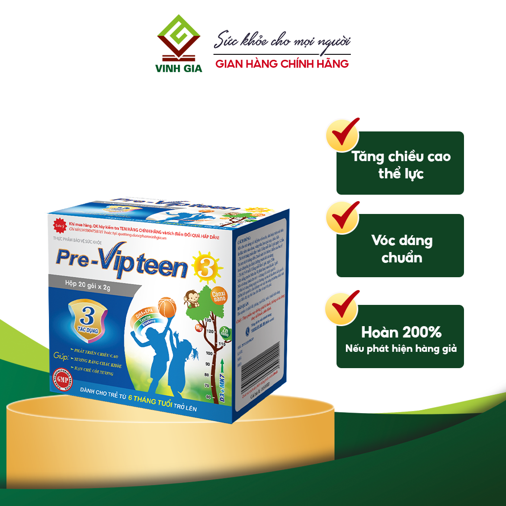 Pre-Vipteen 3 | Hỗ trợ phát triển chiều cao, xương răng chắc khỏe
