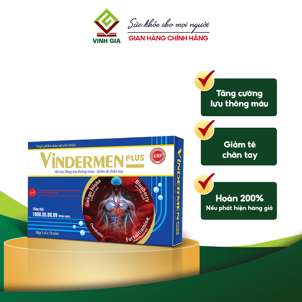 Vindermen Plus – Hỗ trợ tăng cường lưu thông máu và giảm tê chân tay